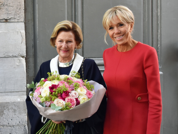 Queen Sonja and French President's wife Brigitte Macron. Photo: Liv Anette Luane, The Royal Court